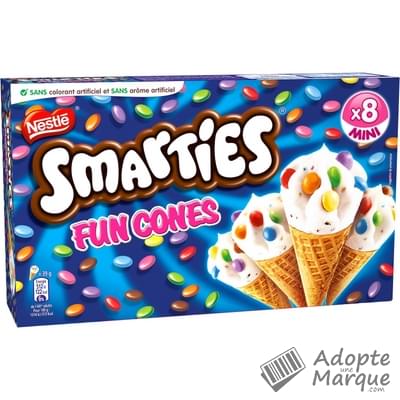Smarties Fun Cones Mini - Glace à la Vanille avec des Bonbons de Chocolat au Lait Dragéifiés Les 8 cônes de 39G