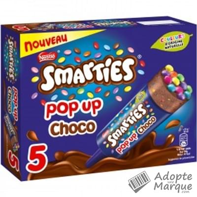 Smarties Pop Up Choco - Glace à la Vanille avec des Bonbons de Chocolat au Lait Dragéifiés Les 5 bâtonnets de 52G