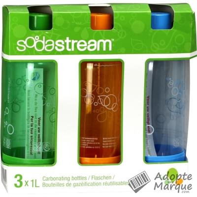 Sodastream Bouteille de Gazéification Coloris Assortis Les 3 bouteilles de 1L