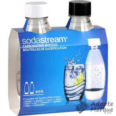 Sodastream Bouteille de Gazéification Fuse Noir & Blanc Les 2 bouteilles de 500ML