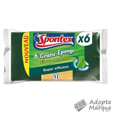 Spontex Eponge Gratte-éponge Fibres recyclées Le lot de 6 éponges