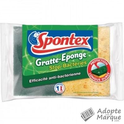 Spontex Eponge Gratte-éponge Stop-bactéries Le lot de 2 éponges