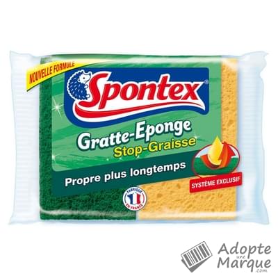 Spontex Eponge Gratte-éponge Stop-graisse Le lot de 2 éponges