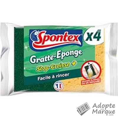 Spontex Eponge Gratte-éponge Stop-graisse + Le lot de 4 éponges