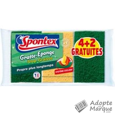 Spontex Eponge Gratte-éponge Stop-graisse Le lot de 6 éponges