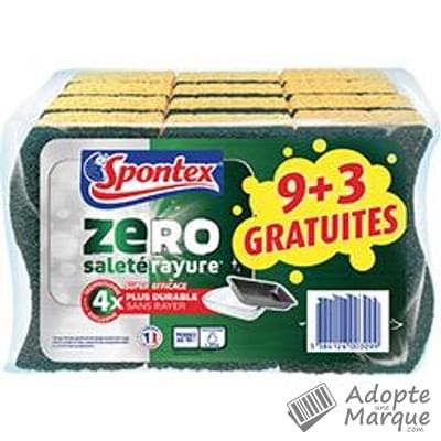 Spontex Eponge Zéro Saleté Rayure 4x plus efficace Le lot de 12 éponges
