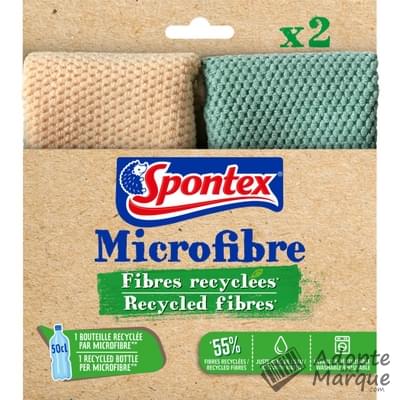 Spontex Lavettes Microfibre en fibres recyclées Le lot de 2 lavettes