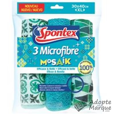 Spontex Lavettes Microfibre Mosaik XL Le lot de 3 lavettes