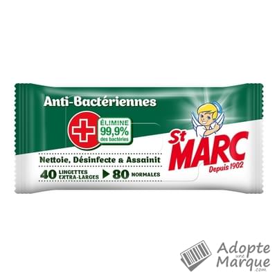 St Marc Lingettes Anti-Bactériennes Le paquet de 40 lingettes