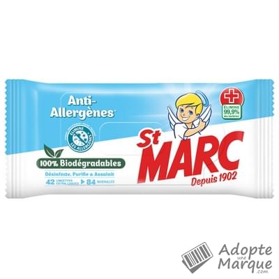 St Marc Lingettes Biodégradables Anti-Allergènes Le paquet de 42 lingettes
