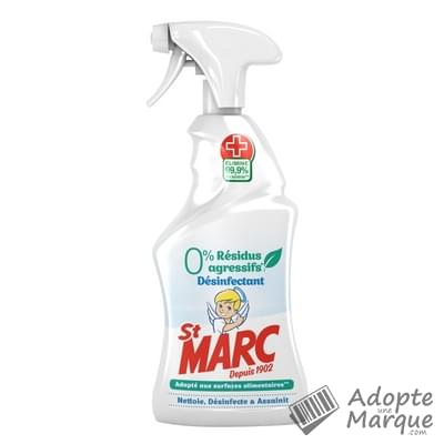 St Marc Spray Nettoyant 0% Résidus Agressifs Désinfectant Le spray de 500ML