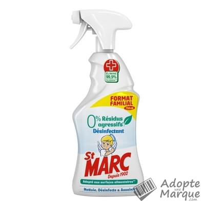 St Marc Spray Nettoyant 0% Résidus Agressifs Désinfectant Le spray de 750ML
