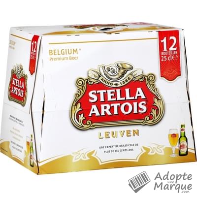 Stella Artois Bière blonde Belge Premium - 5,2% vol. Les 12 bouteilles de 25CL