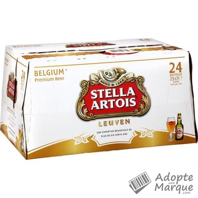 Stella Artois Bière blonde Belge Premium - 5,2% vol. Les 24 bouteilles de 25CL