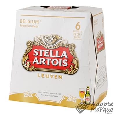 Stella Artois Bière blonde Belge Premium - 5,2% vol. Les 6 bouteilles de 25CL