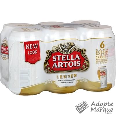 Stella Artois Bière blonde Belge Premium - 5,2% vol. Les 6 canettes de 33CL
