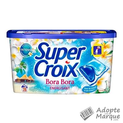 Super Croix Lessive en Doses Duo Caps Bora Bora Energisant - Fleur de Monoï & Lait d'Aloé  Les 28 doses