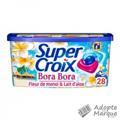 Super Croix Lessive en Doses Trio Caps Secret d'Ailleurs Bora Bora - Fleur de Monoï & Lait d'Aloé  Les 28 doses