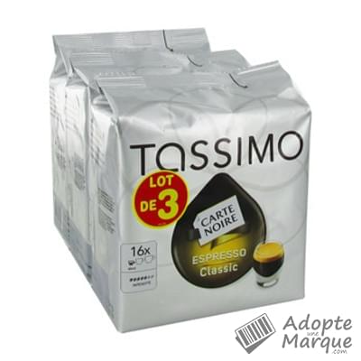 Tassimo Carte Noire - Dosettes de café moulu T-Discs Espresso Classic Les 3 boîtes de 16 capsules - 3x104G