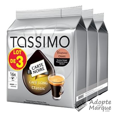 Tassimo Carte Noire - Dosettes de café moulu T-Discs Long Classic Les 3 boîtes de 16 capsules - 3x104G