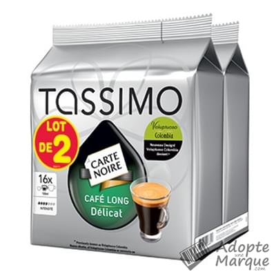 Tassimo Carte Noire - Dosettes de café moulu T-Discs Long Délicat Les 2 boîtes de 16 capsules - 2x110G