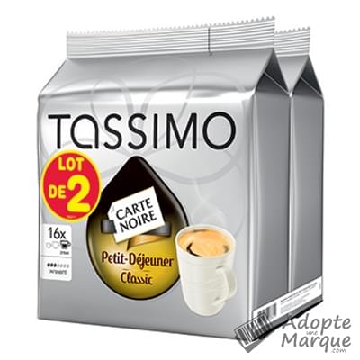 Tassimo Carte Noire - Dosettes de café moulu T-Discs Petit déjeuner Classic Les 2 boîtes de 16 capsules - 2x133G