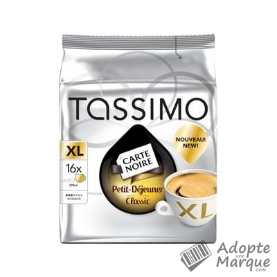 Tassimo Carte Noire - Dosettes de café moulu T-Discs Petit déjeuner Classic XL La boîte de 16 capsules - 144G