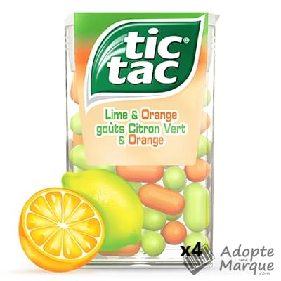 Tic Tac Pastilles au Citron Vert & Orange Les 4 étuis de 16G
