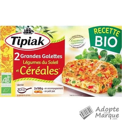 Tipiak Grandes Galettes Légumes du Soleil & Céréales Bio La boîte de 200G