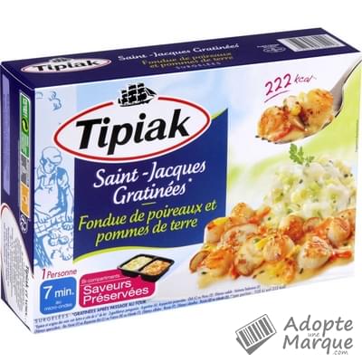 Tipiak Saint-Jacques gratinées Fondue de Poireaux & Pommes de terre La barquette de 310G