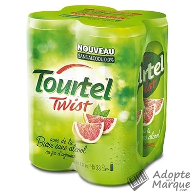 Tourtel Twist Bière sans alcool arômatisée au Jus d'Agrumes Les 4 canettes de 33CL