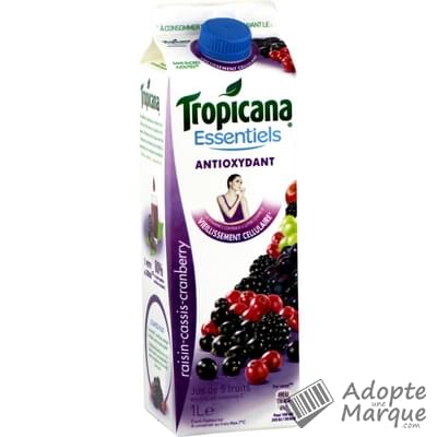 Tropicana Essentiels - Antioxydants (Jus de Raisin, Pomme, Cassis, Mûre & Cranberry) La brique de 1L