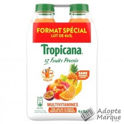 Tropicana Essentiels - Multivitaminés (Jus de 12 fruits sans sucres ajoutés) Les 4 bouteilles de 1L