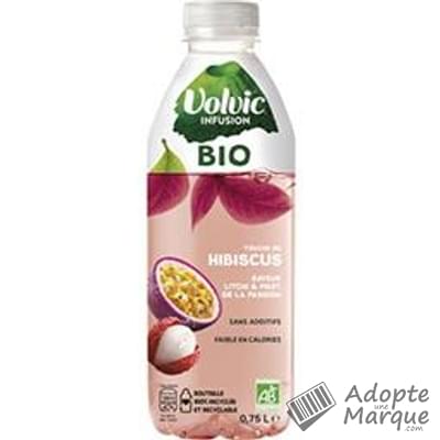 Volvic Infusion Bio Touche d'Hibiscus - Saveur Litchi & Fruit de la Passion La bouteille de 75CL