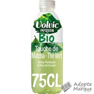 Volvic Infusion Bio Touche de Matcha - Thé vert Saveur Framboise & Fleur de cerisier La bouteille de 75CL