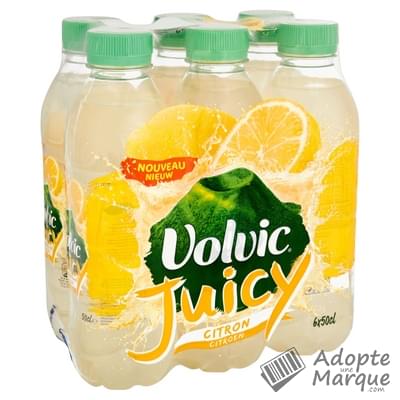 Volvic Juicy - Eau minérale naturelle aromatisée au Citron Les 6 bouteilles de 50CL